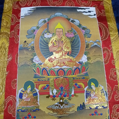 Trang ThangKa Tổ Tông Khách Ba (Tsongkhapa)_35x20cm