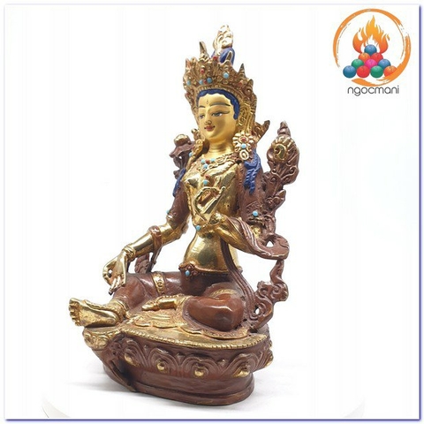 Tượng Tara Lục Độ Mẫu Bồ Tát_Chất liệu Đồng Vẽ Nepal_Cao 23cm