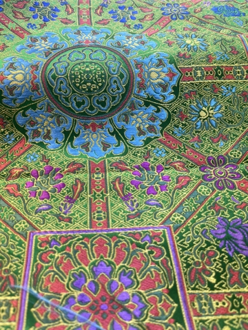 Vải Gấm Xanh Hoa Văn 75xm!