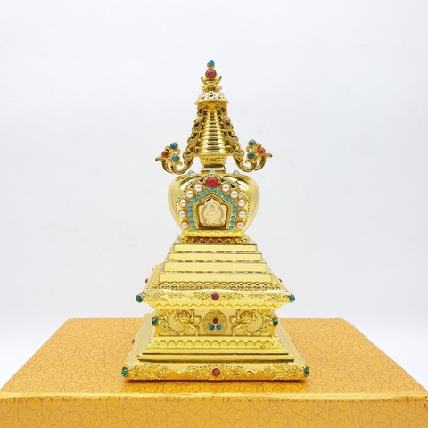 Tháp Xá Lợi_Chất liệu Hợp Kim Đồng Xi Vàng Trong_17x9,5cm