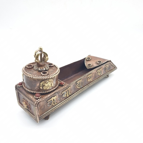 Lư Dài Nhỏ Đỉnh Chùy Khắc Omani_Hàng Thủ Công Nepal_18x9cm