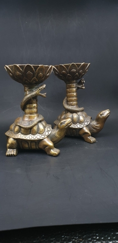 Chân Đèn Rùa Rắn Quấn_15cm_Tượng Phong Thủy