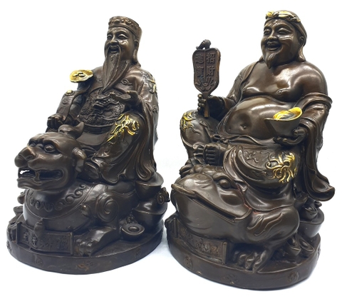 Tượng Thần Tài Thổ Địa (Cóc Và Tỳ Hưu)_Chất liệu Đồng Nâu Dạ Cổ_Cao 20cm
