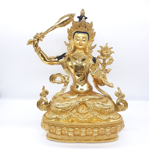 Tượng Văn Thù Sư Lợi Bồ Tát_Chất liệu Đồng Vẽ_Cao 30cm