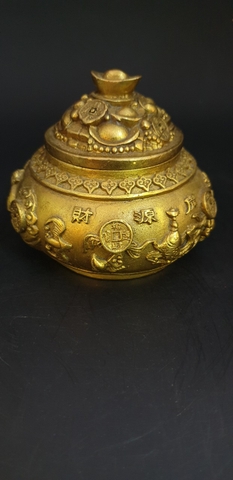 Hủ Ngũ Lộ Thần Tài  Vàng ,Khắc 5 Vị_Tượng Phong Thủy