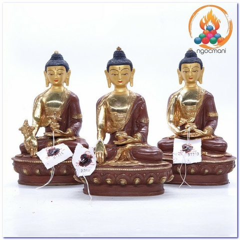 Tượng Phật Bổn Sư Thích Ca Mâu Ni_Chất liệu Đồng Vẽ Nepal_Cao 23cm