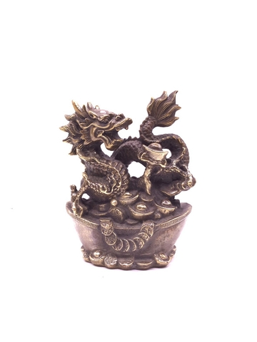Rồng Đứng Thỏi Vàng_21cm_Tượng Phong Thủy