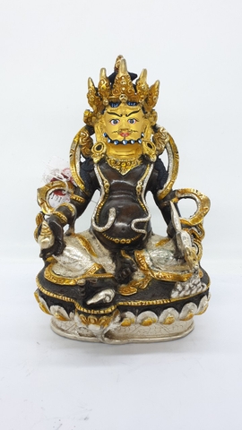 Tượng Hoàng Thần Tài Dzambala Đính Đá Lam Ngọc liệu Đồng Vẽ_Cao 23cm