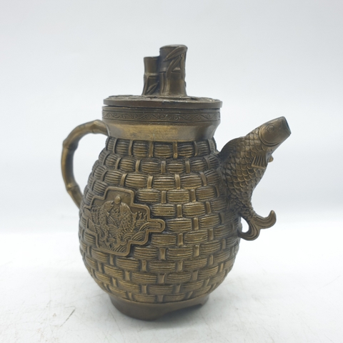 Ấm Rọ Cá Khắc Cá Trê_14cm_Tượng Phong Thủy