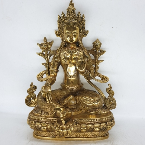 Tượng Tara Lục Độ Mẫu Bồ Tát_Chất liệu Đồng Trơn_Cao 30cm