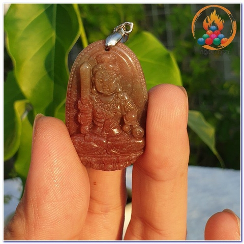 Mặt Phật Bổn Mệnh Bất  Động Minh Vương_Đá Màu Đỏ_37x24mm