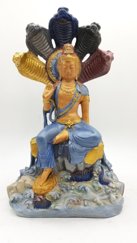 Tượng Quan Âm Long Thọ Bồ Tát_Chất liệu Đồng Vẽ Thủ Công_Cao 27cm