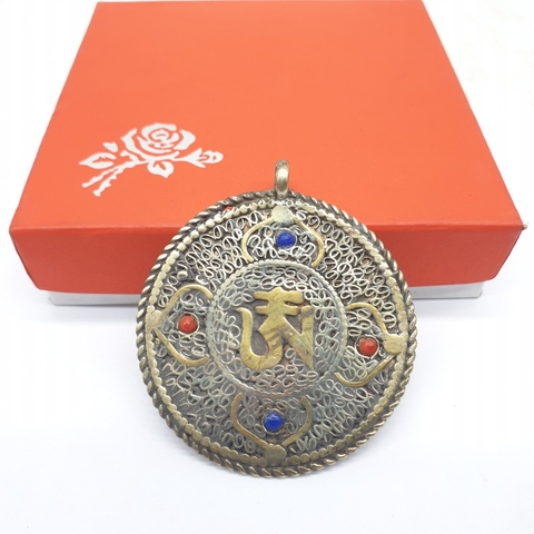 Mặt Đeo Chữ Om Nepal_Chất liệu Đồng_47mm