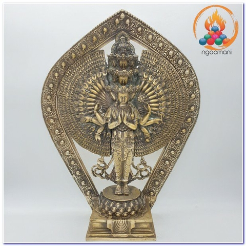 Tượng Quan Âm Thập Nhất Diện Bồ Tát_Chất liệu Đồng Vẽ_Cao 40cm