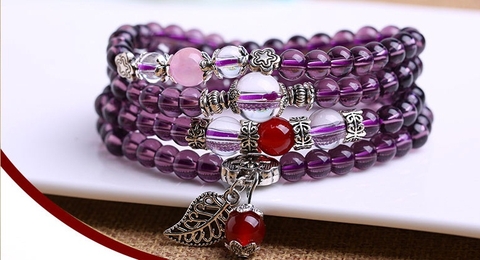 Chuỗi Đá Mã Não Kiểu Koren Tím Trong_6 Ly_108 Hạt