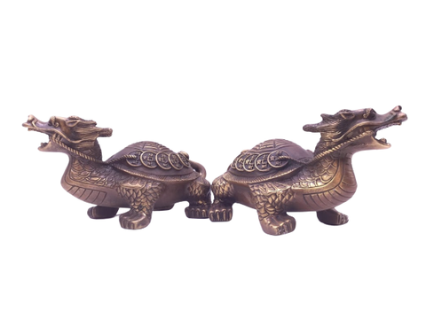 Cặp Long Quy Bát Quái Tiền_10cm_Tượng Phong Thủy