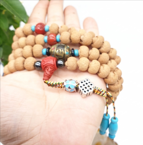 Chuỗi Gỗ Bồ Đề Tuyết Liên Hoa_10 Ly_108 Hạt