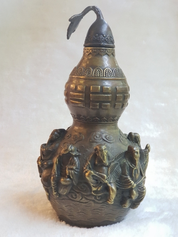 Hồ Lô Bát Tiên_Chất liệu Đồng Trơn Cổ_33cm