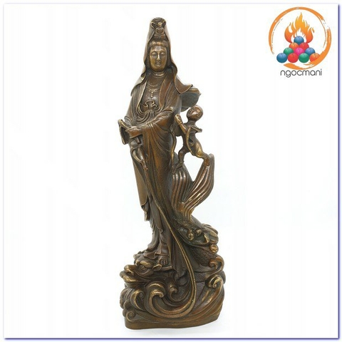 Tượng Phật Bồ Tát Quan Âm Đồng Tử_40x15cm