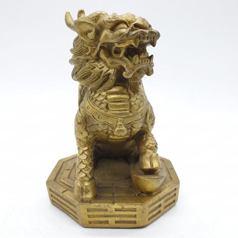Kỳ Lân Bát Quái Đạp Thỏi Vàng_9cm_Tượng Phong Thủy