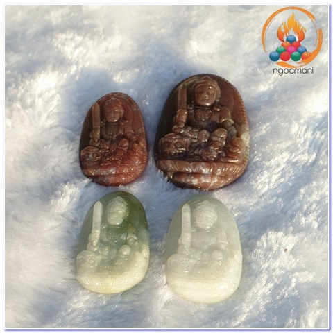 Mặt Phật Bổn Mệnh Văn Thù Bồ Tát_Đá Màu Trắng_49x31mm