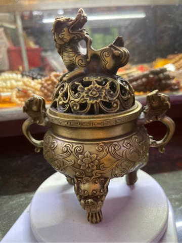 Lư Xông Khói  Đỉnh Kỳ Lân-18x15cm-735gr