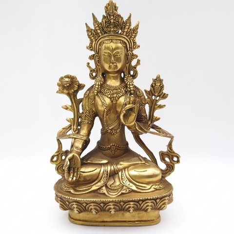 Tượng Tara Bạch Độ Mẫu Bồ Tát_Chất liệu Đồng Trơn_Cao 20cm