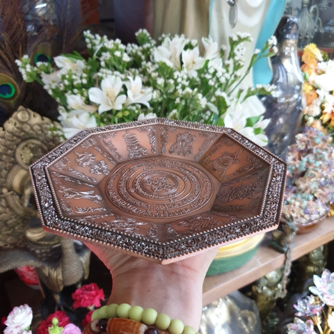 Đĩa Cúng Khói Lục Giác Nâu Lớn_20x20cm