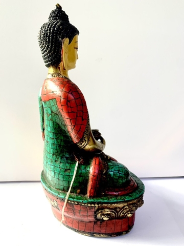 Tượng Phật A Di Đà Đính Đá Lam Ngọc NePall 22x14cm-CN1800gr