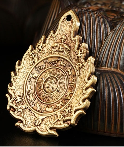 Mặt Đeo Lửa Cửu Cung Văn Thù Lớn_Chất liệu Đồng_40x30mm
