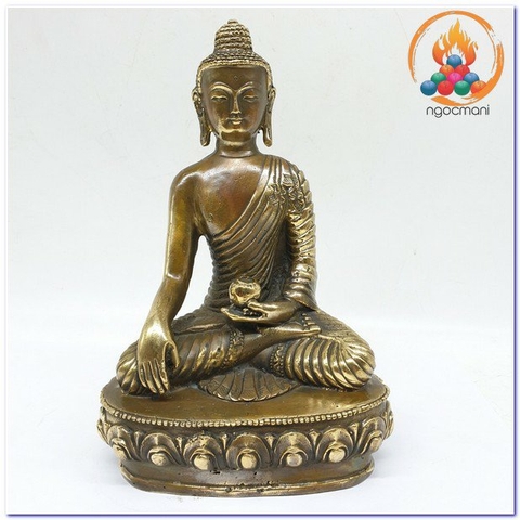 Tượng Phật Bổn Sư Thích Ca Mâu Ni Mật Tông_Chất liệu Đồng_Cao 20cm