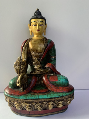 Tượng Phật Dược Sư Đính Đá Lam Ngọc NePall 22x14cm-cn 1500gr