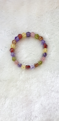 Chuỗi Đá Topaz Ngũ Sắc, Hạt Mài,Dẹp Đeo Tay_ 8ly