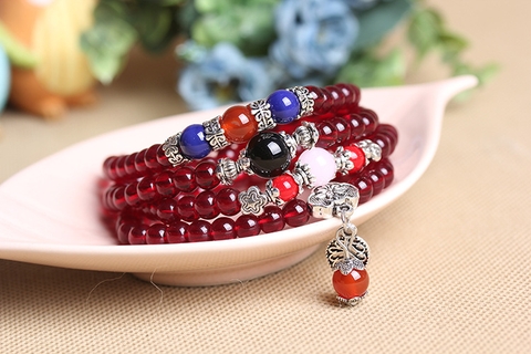 Chuỗi Đá Mã Não Kiểu Koren Đỏ Trong_7 Ly_108 Hạt