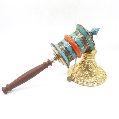 Kinh Luân Quay Tay Đính Đá Tây Tạng Hàng Thủ Công Nepal_33x9 cm