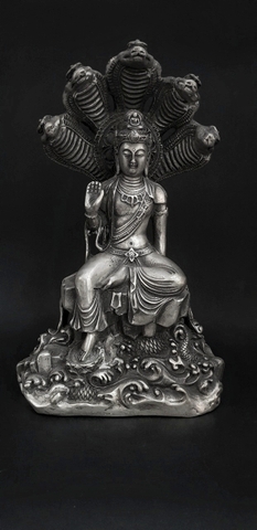 Tượng Quan Âm Long Thọ Bồ Tát_Chất liệu Đồng_Cao 27cm