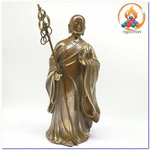 Tượng Địa Tạng Bồ Tát Đứng_Chất Liệu Đồng_Cao 28cm