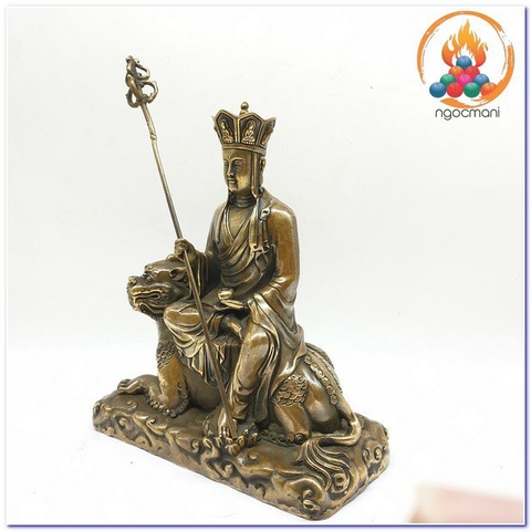 Tượng Địa Tạng Bồ Tát Cưởi Đề Thính_Chất liệu Đồng_Cao 21cm