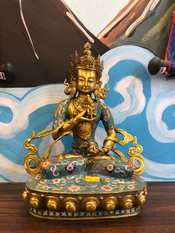 Tượng Phật Kim Cang Tát Đỏa Đính Đá Lam Ngọc_30x22cm