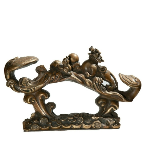 Gậy Như Ý Tỳ Hưu Ôm Châu_33cm_Tượng Phong Thủy