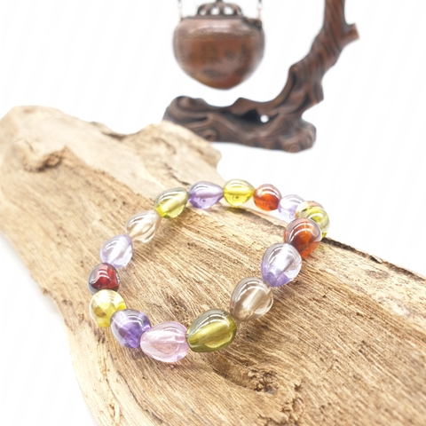 Chuỗi Đá Topaz Giọt Nước Ngũ Sắc Đeo Tay_10ly