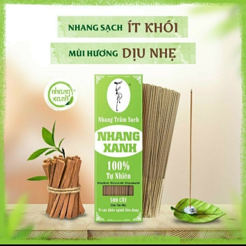 Nhang Không Tăm Trầm Hương (Nhang Xanh)_20cm_Hộp 100 Cây