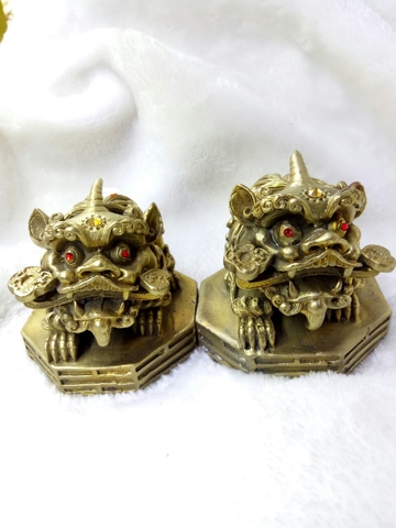 Tỳ Hưu Bát Giải Gặm Gậy Như Ý Đế Bát Quái_9cm_Tượng Phong Thủy