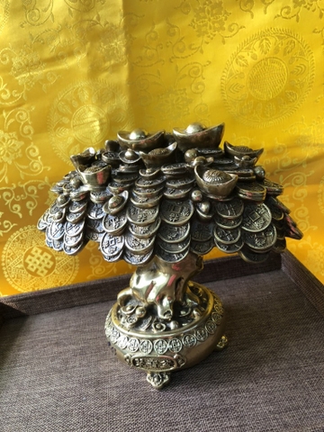 Cây Tiền Vàng Chiêu Tài-2 Thiềm Thừ Phong Thủy 24x18cm-CN3500gr