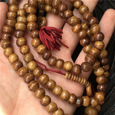 Chuỗi Xương Trâu Yak Vàng Đậm Trơn_10,5 Ly_108 Hạt