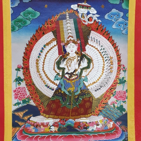 TranhThangka Phật Bạch Tản Cái_ 120x80cm_80x50cm