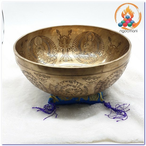 Chuông Xoay Nepal Điêu Khắc Phật Bổn Sư Chuyển Pháp Luân_25x11,5cm (Gò Bằng Tay)