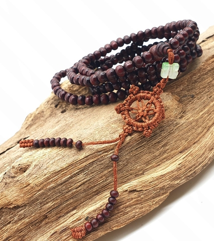 Chuỗi Gỗ Đỏ Tây Tạng Bóng_6 Ly_216 Hạt