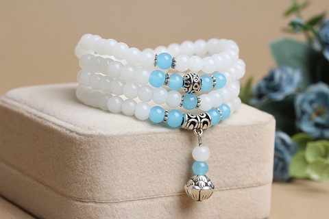 Chuỗi Đá Mã Não Kiểu Koren Trắng Đục_7 Ly_108 Hạt