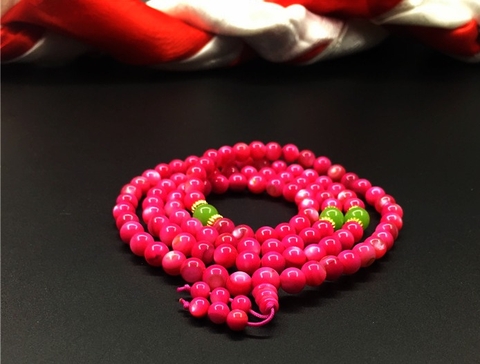 Chuỗi Đá Ốc Xà Cừ Hồng_7 Ly_108 Hạt